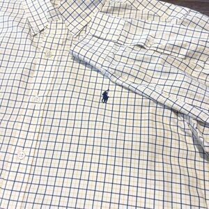 Ralph Lauren Shirt Men's L Classic Fit Yellow Blue White Plaid Long Sleeve